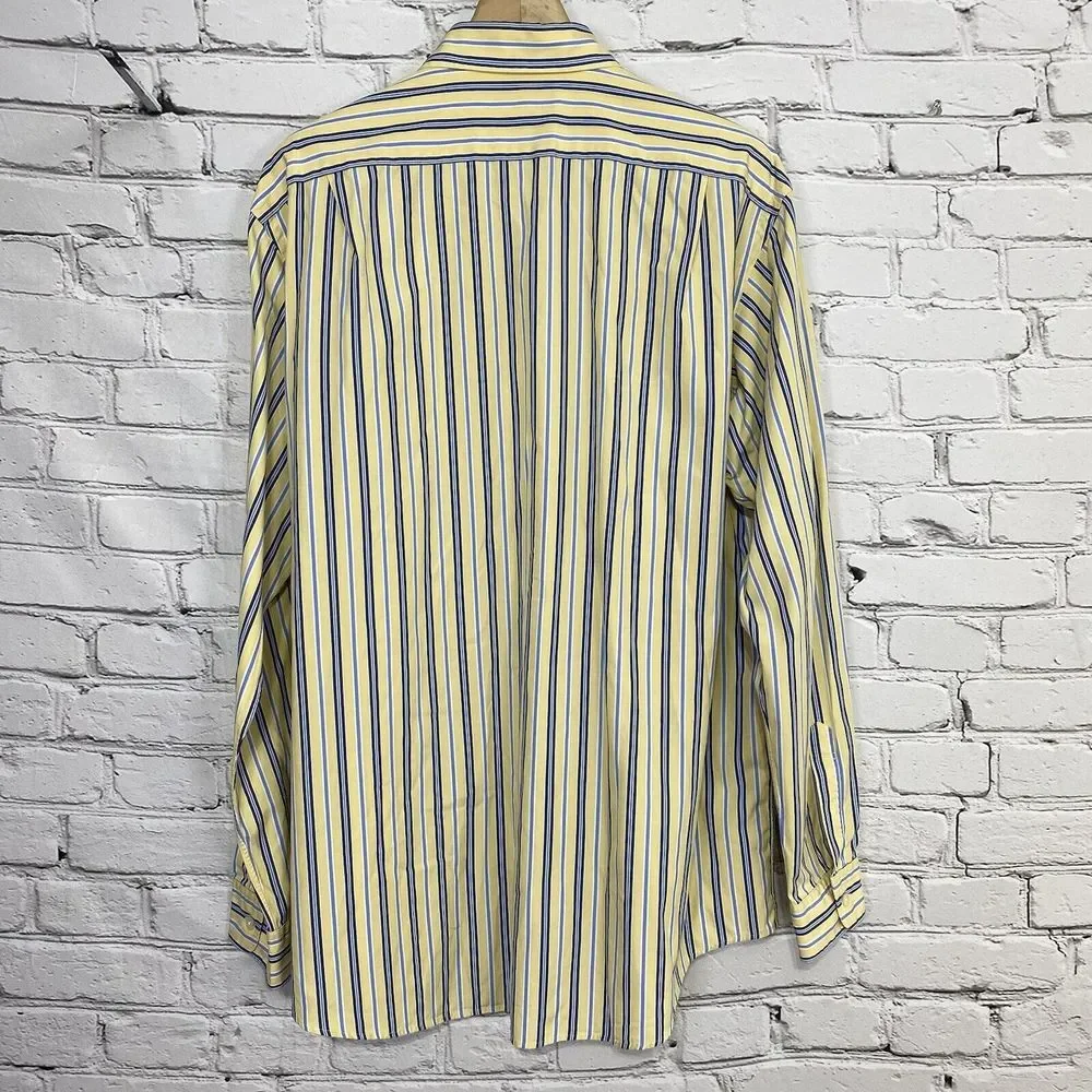 Polo by Ralph Lauren Westerton 2-Ply Shirt Mens XL Yellow Long Sleeve‎ Striped